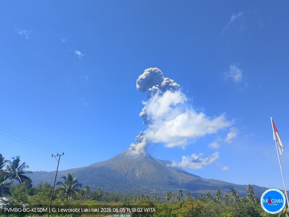 You are currently viewing June 5, 2026. EN. Indonesia : Lewotobi Laki-laki , Bismarck Sea : Titan Ridge , Japan : Tokachidake , Philippines : Mayon , Colombia:  Galeras .